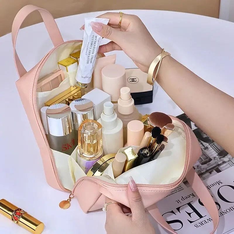 Shell Shape Cosmetic Bag, Large Capacity Handheld Cosmetic Bag, Multiple Compartments PU Travel Pouch, Waterproof Wash Kit Handbag, Fashionable Makeup Organizer with Handle, Stylish Double Zipper Travel Bag Shell Shape Cosmetic Bag, Large Capacity Handheld Cosmetic Bag, Multiple Compartments PU Travel Pouch, Waterproof Wash Kit Handbag, Fashionable Makeup Organizer with Handle, Stylish Double Zipper Travel Bag